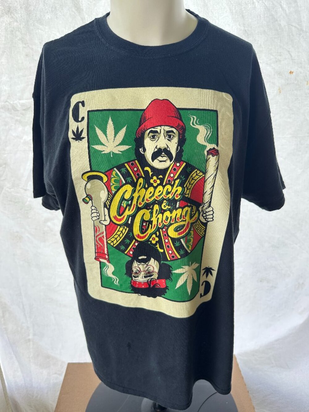 Cheech & Chong Playing Card Design 2021 Men's Black T Shirt Size XL
